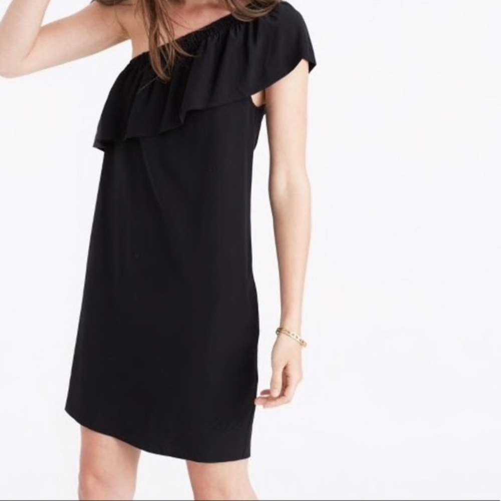 Madewell Silk Night Out Lined One Shoulder Dress 0